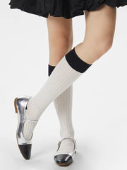 Contrast Trim Calf Socks