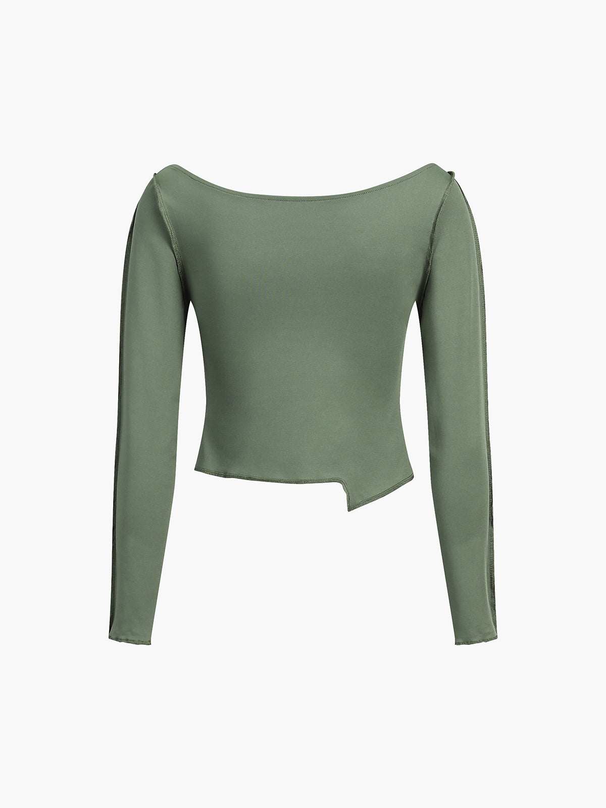 Boat Neck Notched Long Sleeve Top