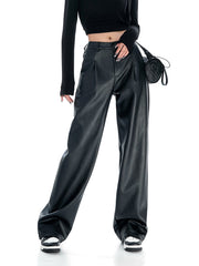 Comfort Club Faux Leather Straight Leg Pants