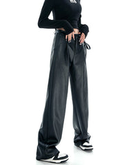 Comfort Club Faux Leather Straight Leg Pants