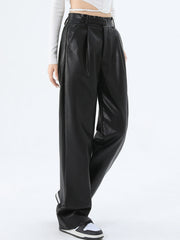 Faux Leather Straight Leg Pants