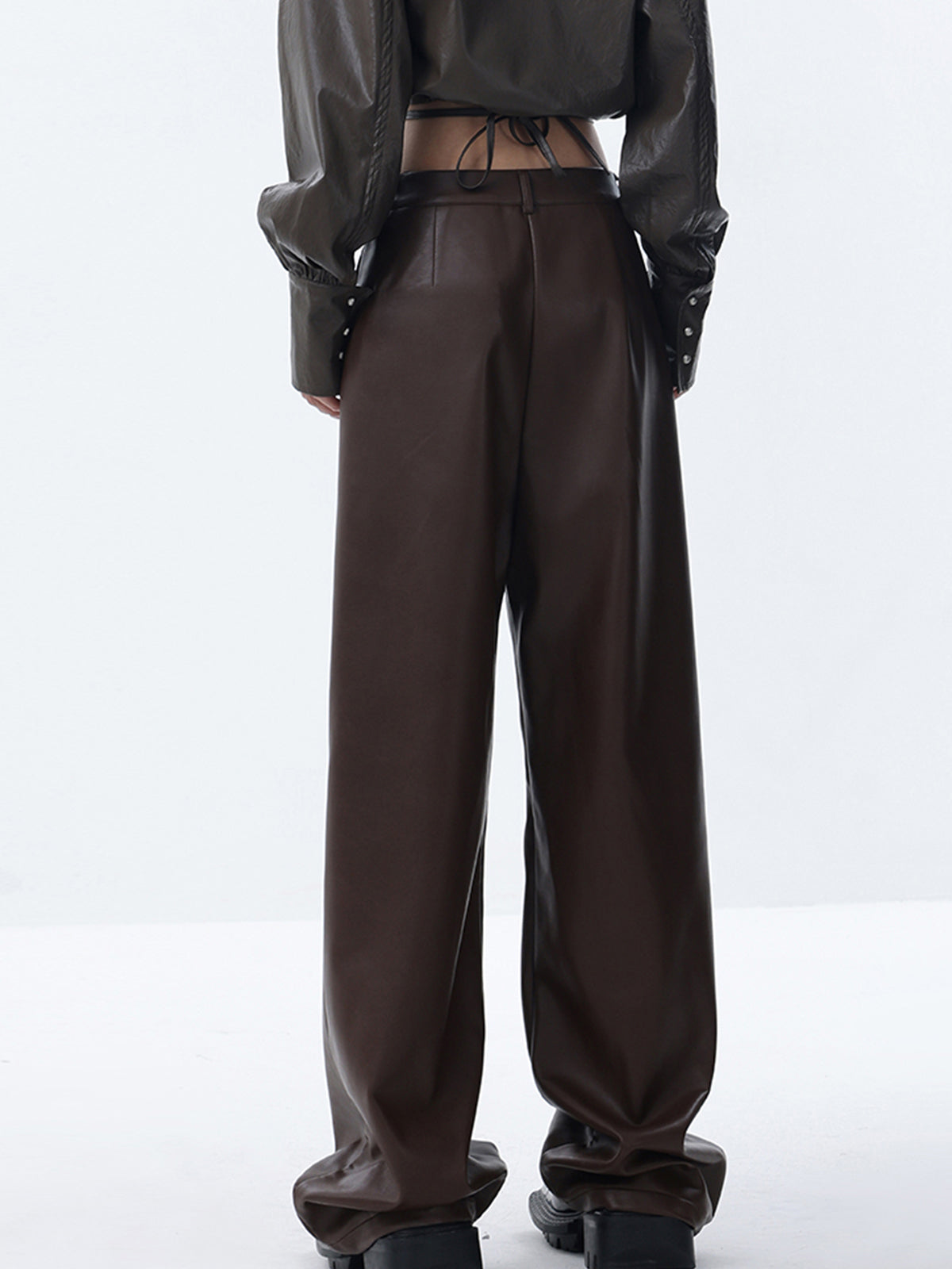 Meet You There Faux Leather Wide Leg Pants