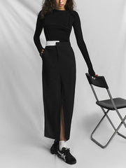 Asymmetric Waistband Maxi Skirt