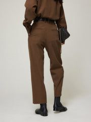 Caramel Smart Cropped Straight Leg Pants