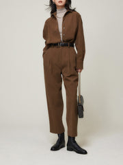 Caramel Smart Cropped Straight Leg Pants