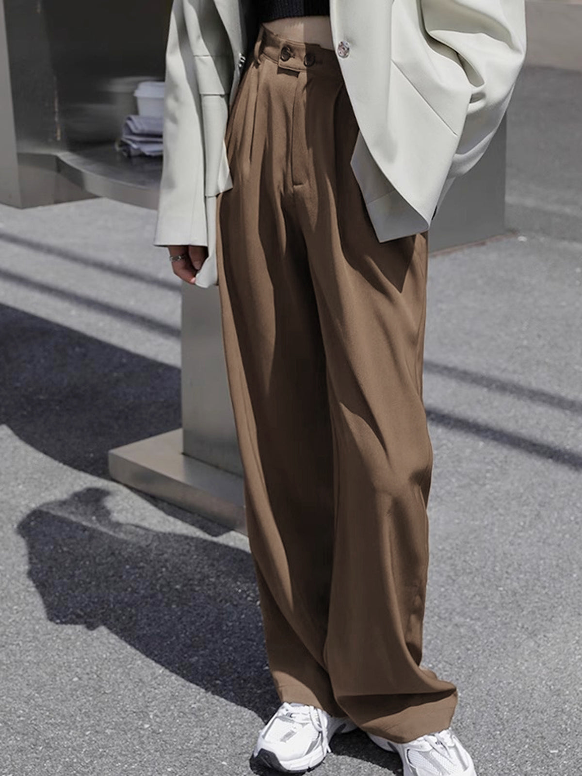 Lavish Style Pleat Wide Leg Pants