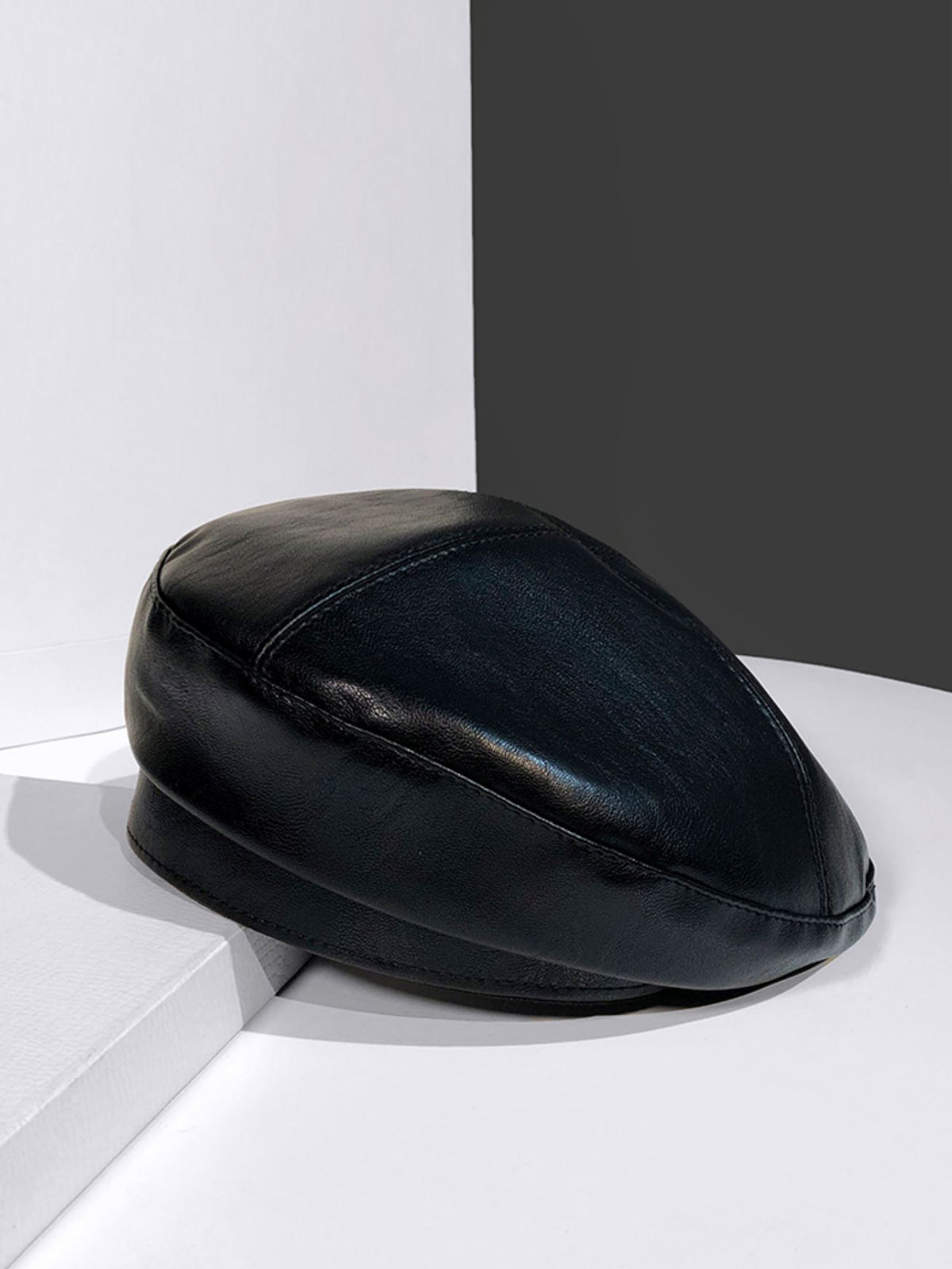 Faux Leather Beret Hat