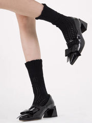 Eyelet Mid Calf Socks