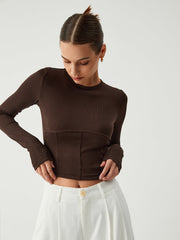 Cocoa Beans Long Sleeve Crop Shirt