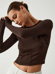 Cocoa Beans Long Sleeve Crop Shirt