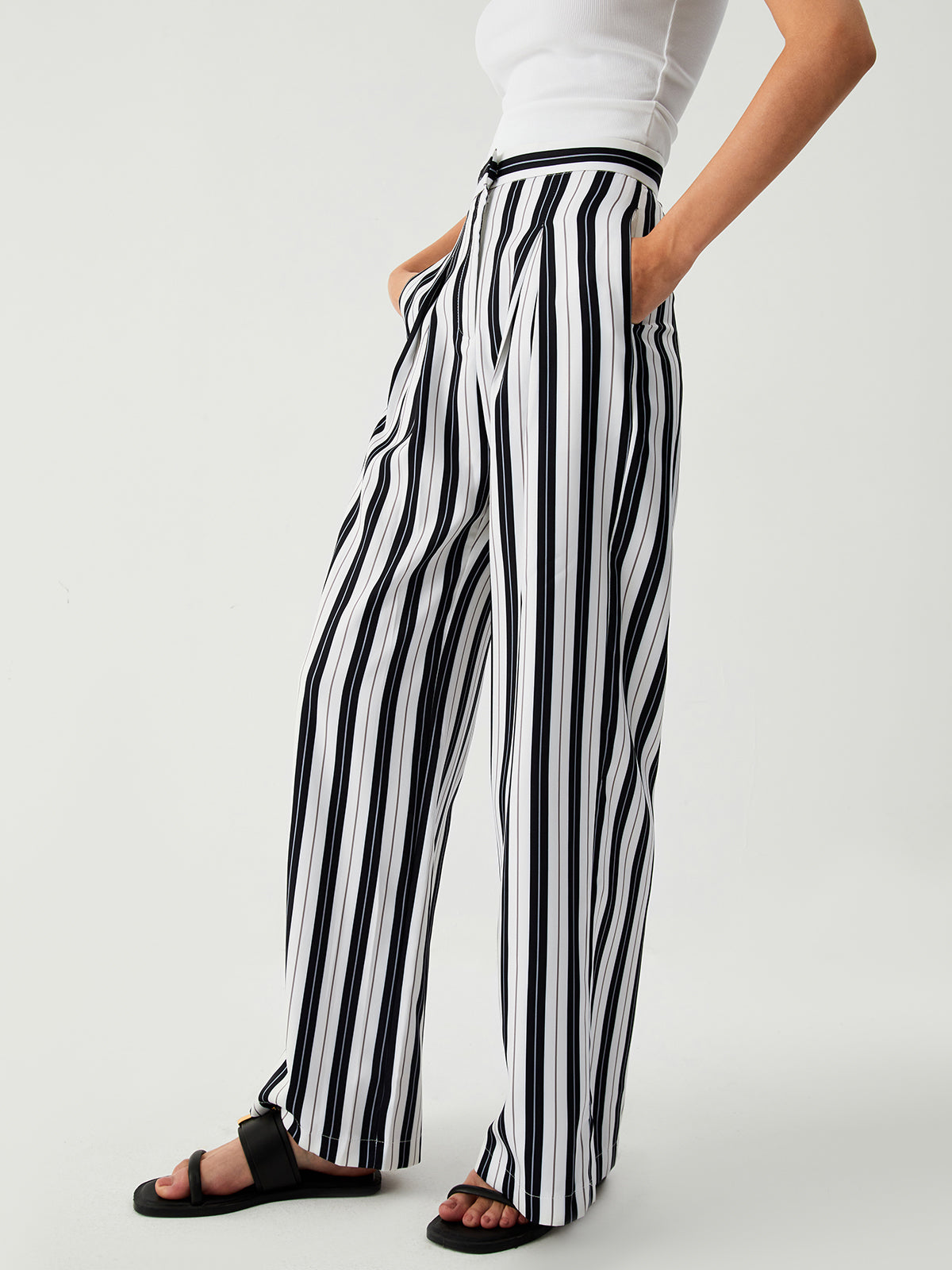 St Tropez Pinstripe Wide Leg Pants