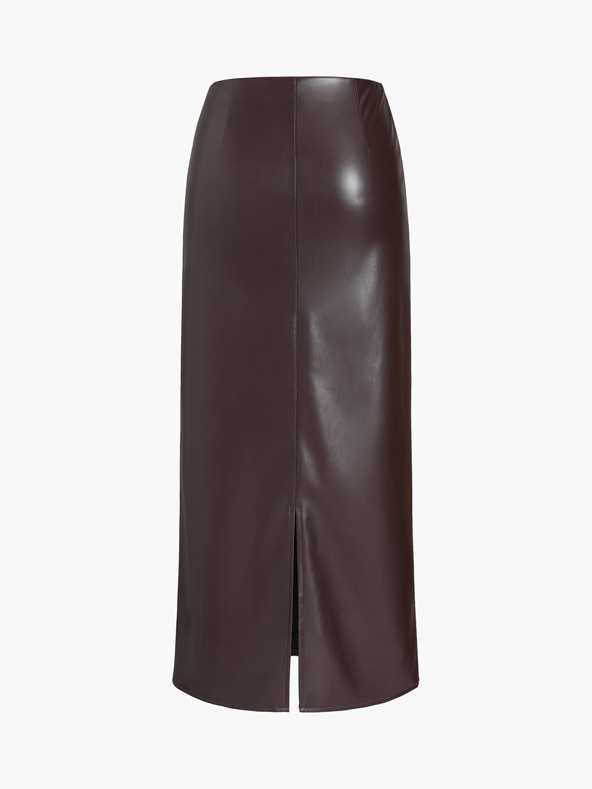 Essential Leather Slit Midi Skirt