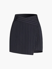 V Shape Waistband Pinstripe Mini Skirt