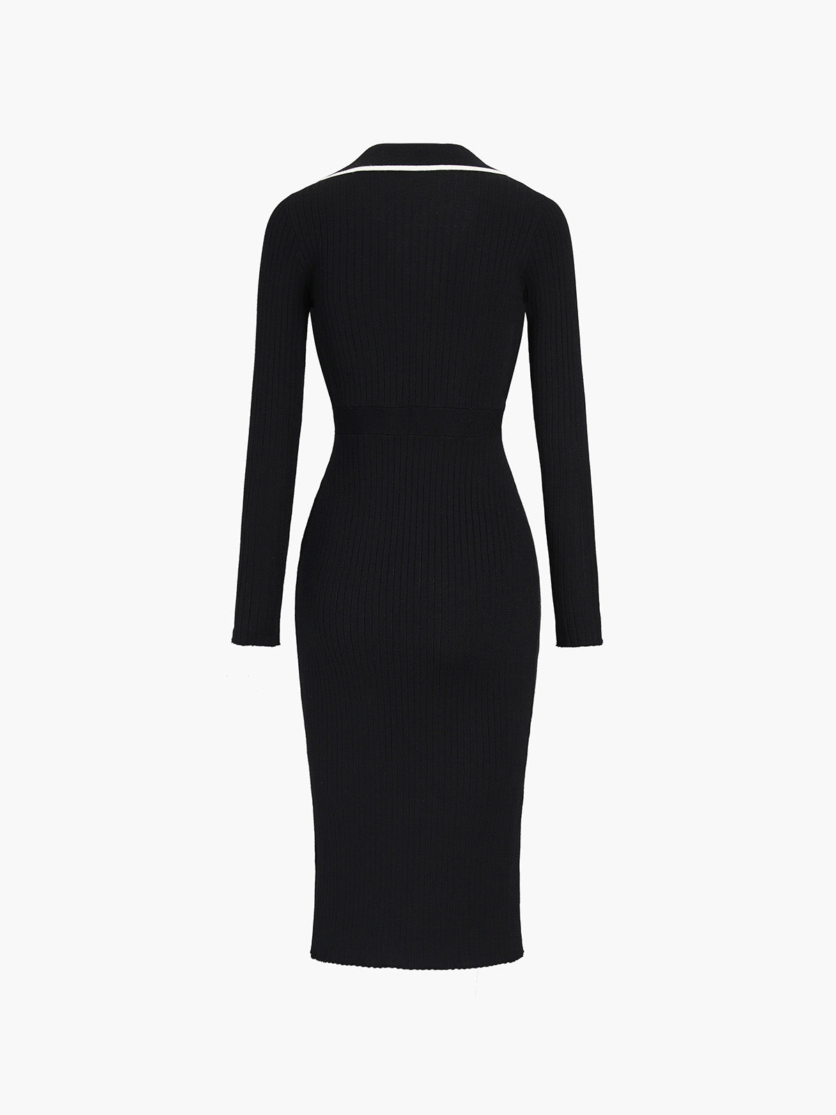 Contrast Trim Wrap Midi Knit Dress