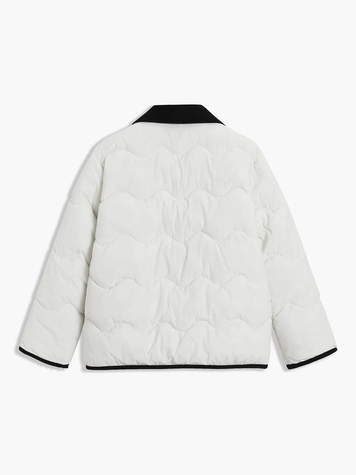 Contrast Trim Quilted Puffer Coat