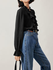 Work Hard Ruffle Puff Long Sleeve Shirt