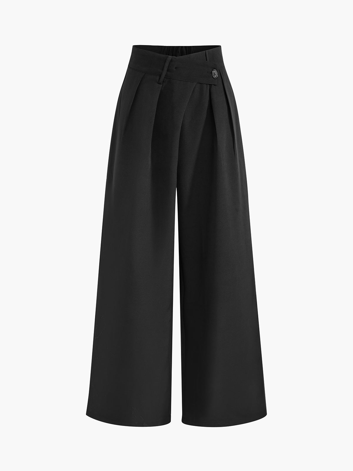 Asymmetric Buttoned Wide Leg Dress Pants