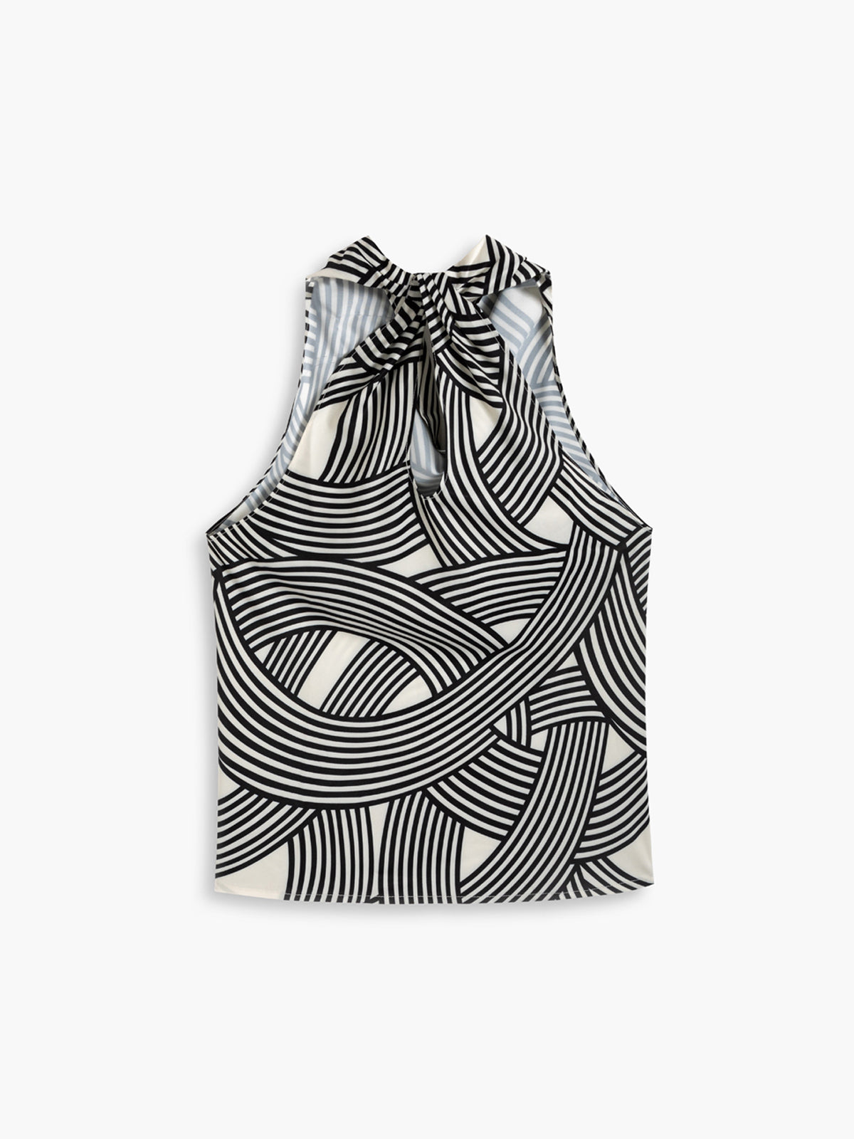 Criss Cross Stripe Cowl Neck Satin Tank Top