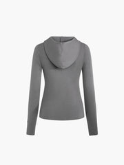 Solid Hooded Long Sleeve Knit Top