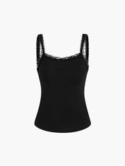 Crush Lace Trim Crop Cami Top