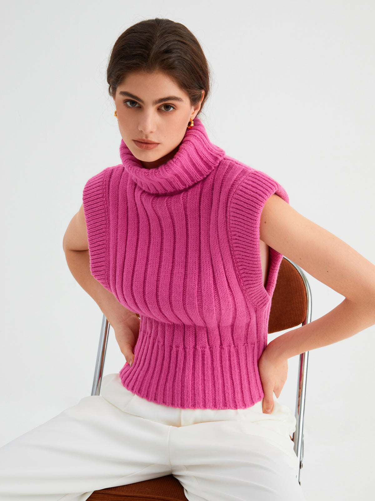 Raspberry Turtleneck Sweater Vest