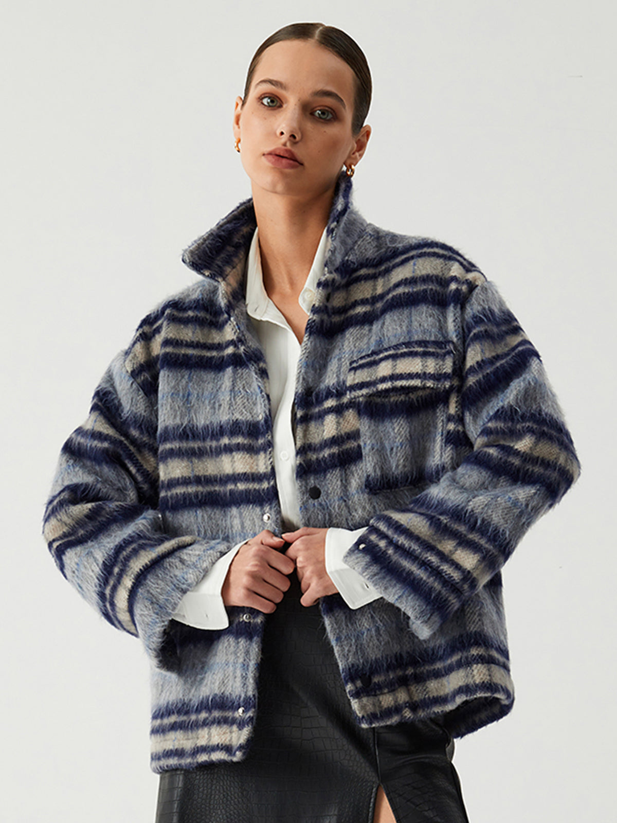 Plaid Fuzzy Jacket