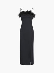 Mixed Emotions Fuzzy Trim Midi Dress