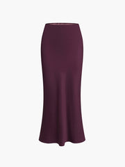 Elastic Waistband Satin Maxi Skirt