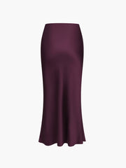 Elastic Waistband Satin Maxi Skirt