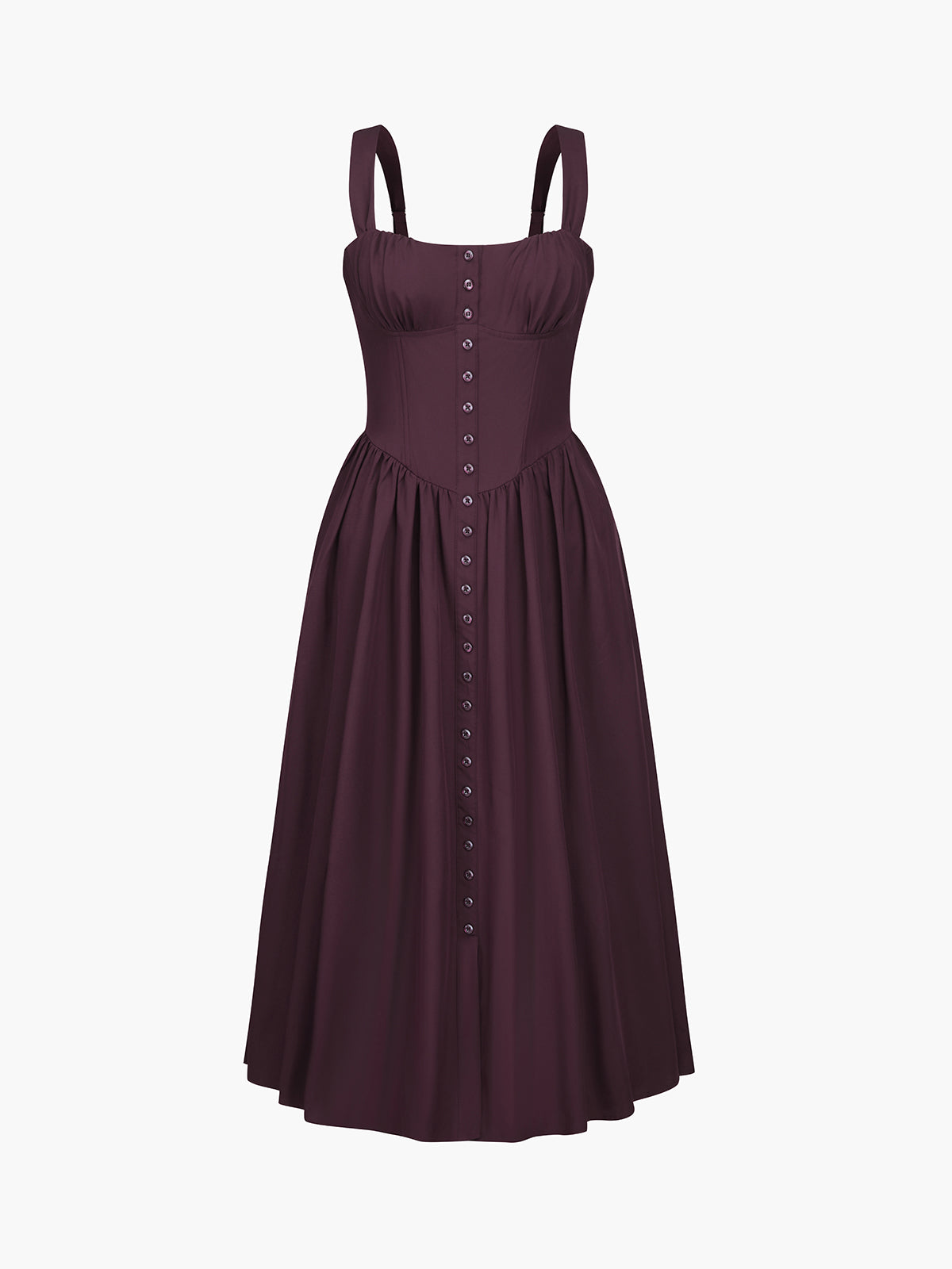 Button Down Tie Back Long Corset Dress