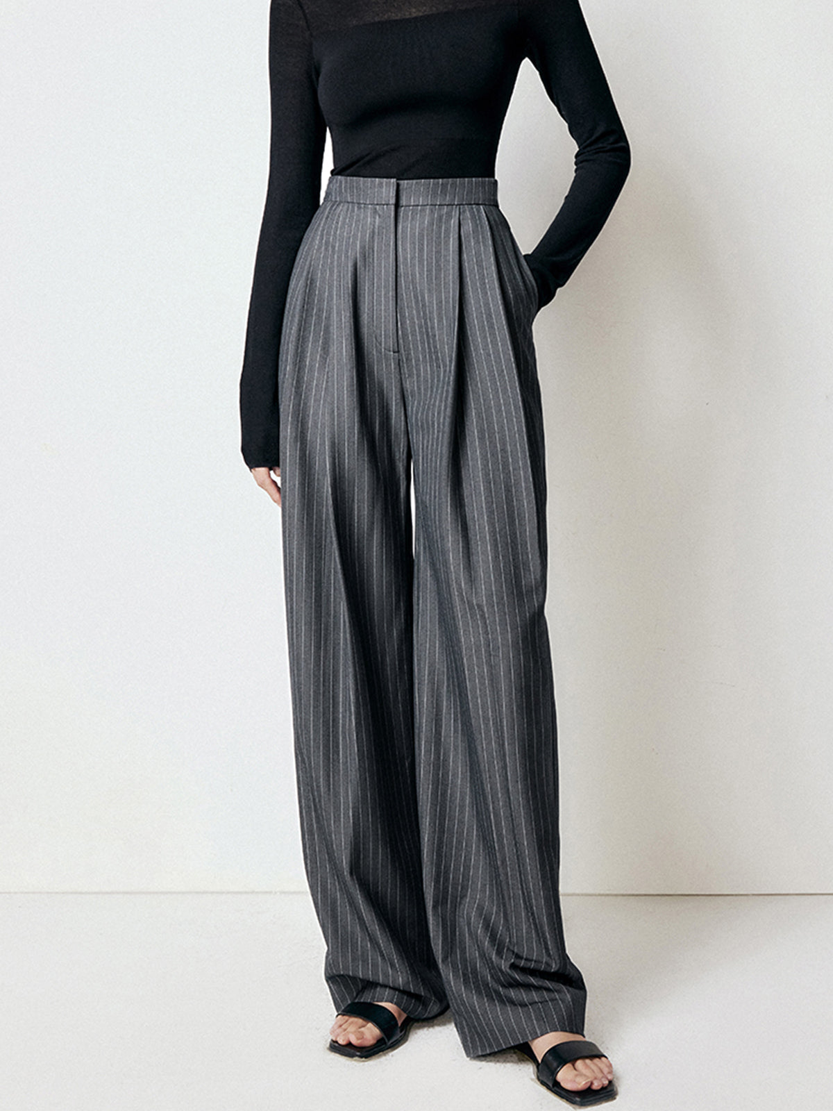 First Choice Pinstripe Wide Leg Dress Pants