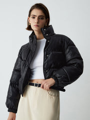 Stand Collar Quilted Puffer Coat