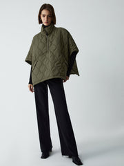 Stand Collar Quilted Puffer Cape Coat