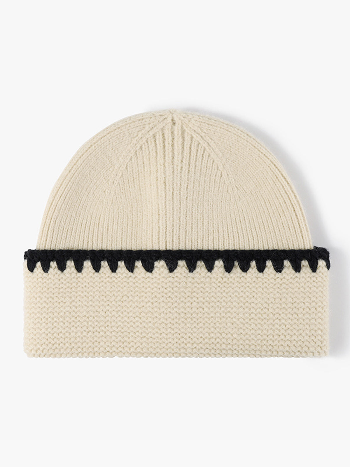 Embroidered Trim Beanie Hat