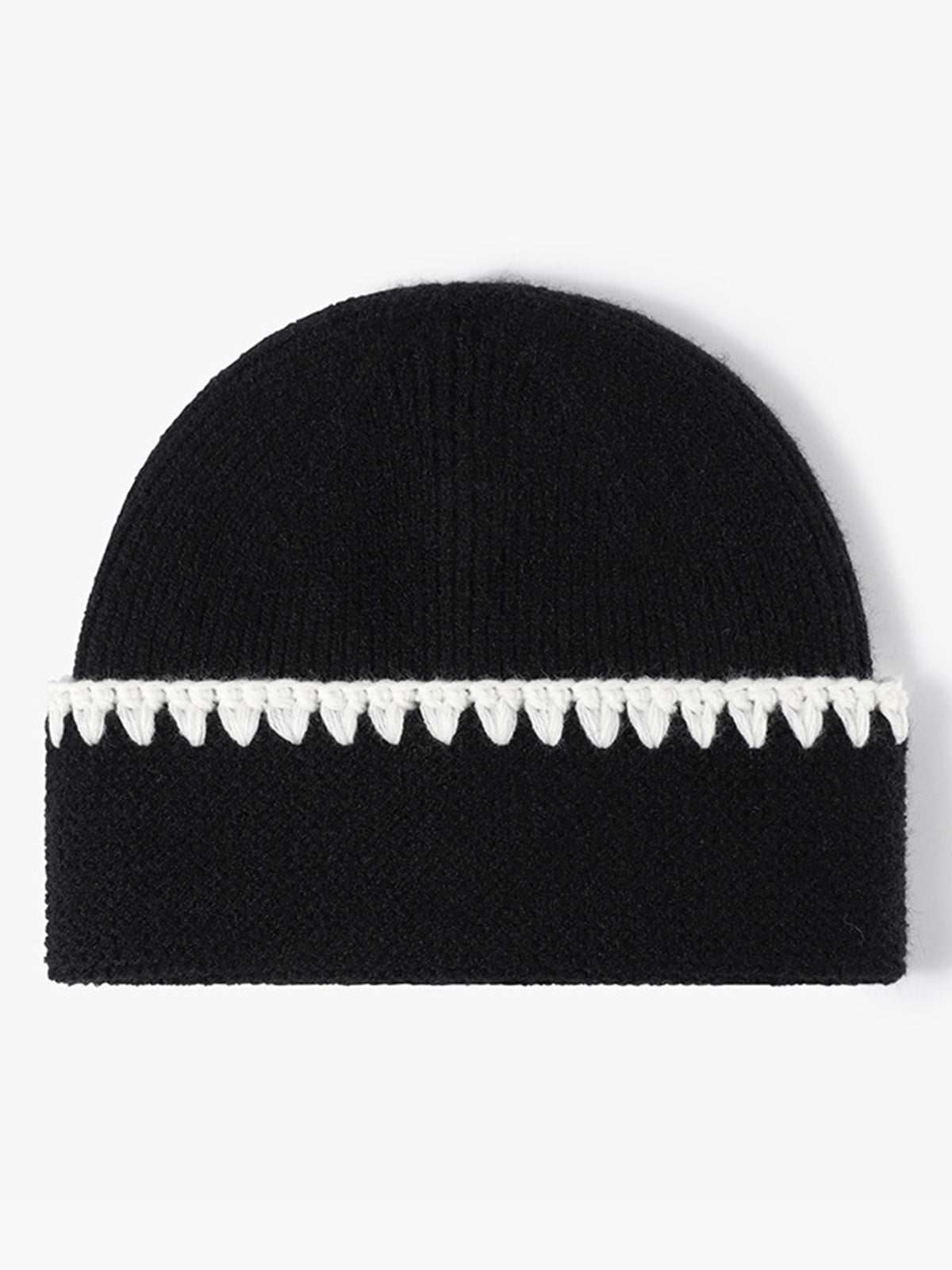 Embroidered Trim Beanie Hat