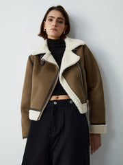 Sherpa Lined Shearling Leather Aviator Jacket