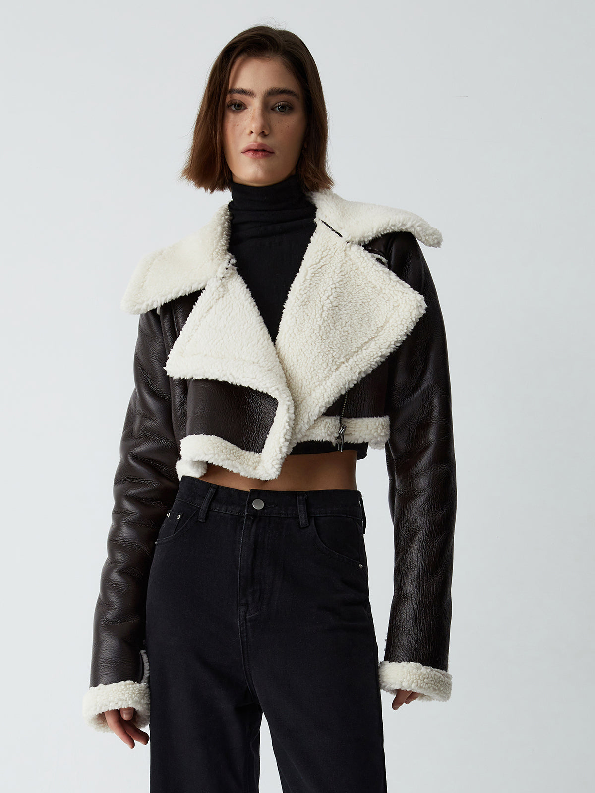 Notable Mentions Sherpa Lined Shearling Leather Flight Jacket