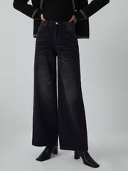 Black Denim Wide Leg Culotte Pants