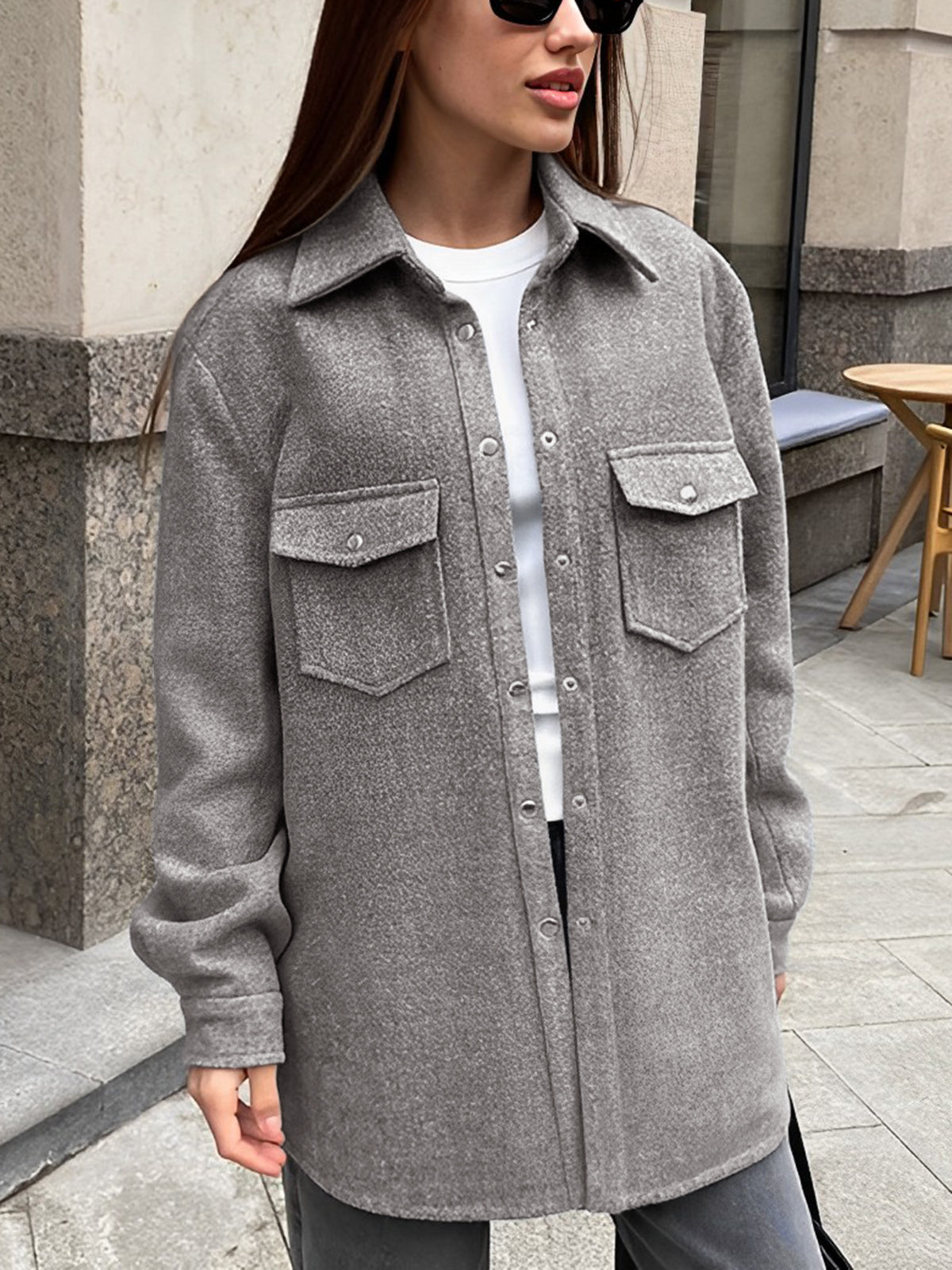 Longline Tie Front Button Down Jacket