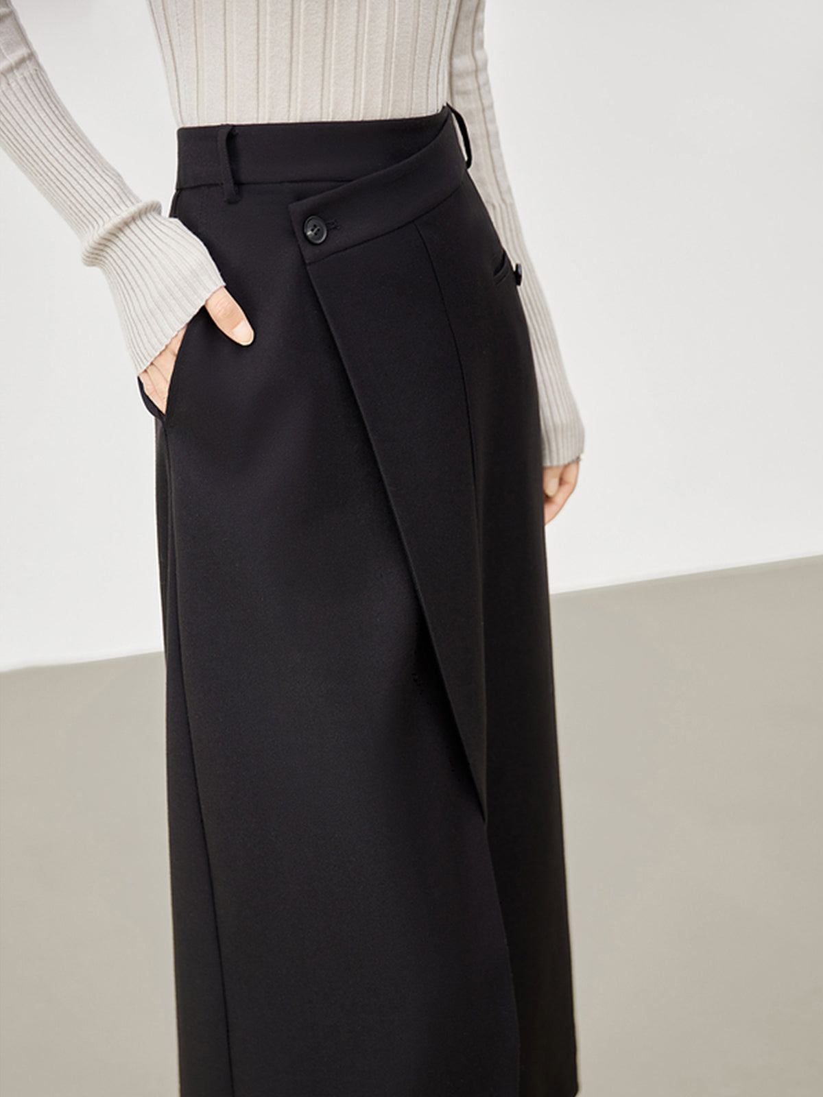 Asymmetric Layer Wrap Maxi Skirt