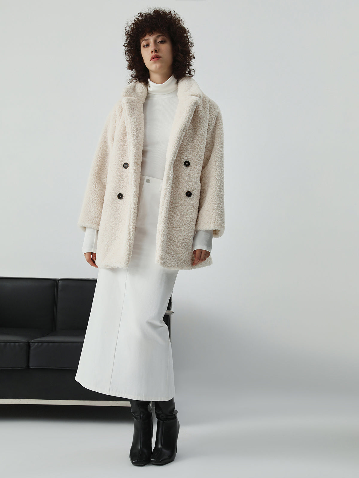 Faux Fur Open Collar Jacket