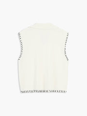 Contrast Stitches Trim Sweater Vest