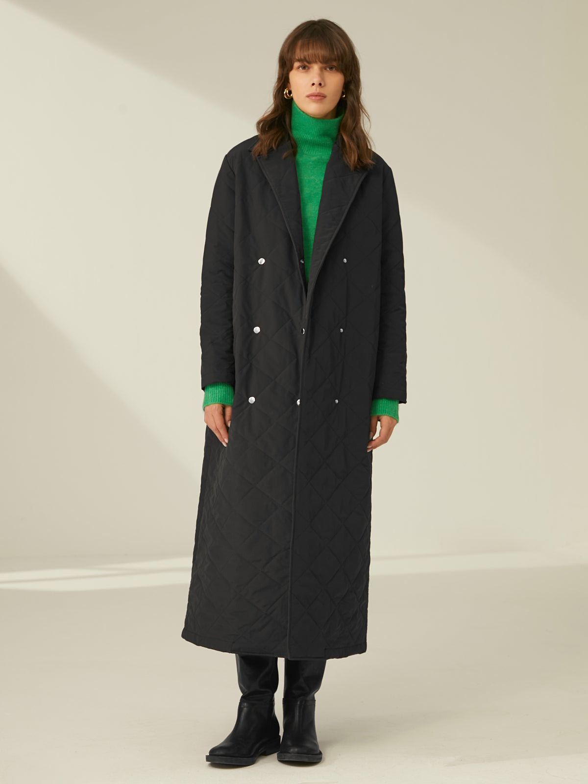 Essential Quilted Long Overcoat