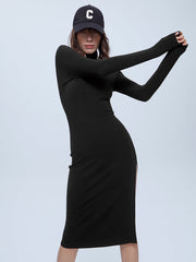 Long Sleeve Turtleneck Slit Sweater Dress